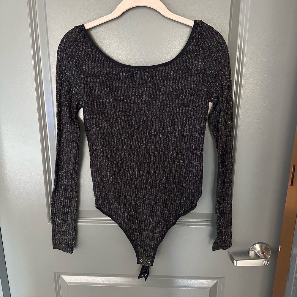 Free People Black/Gold Body Suit